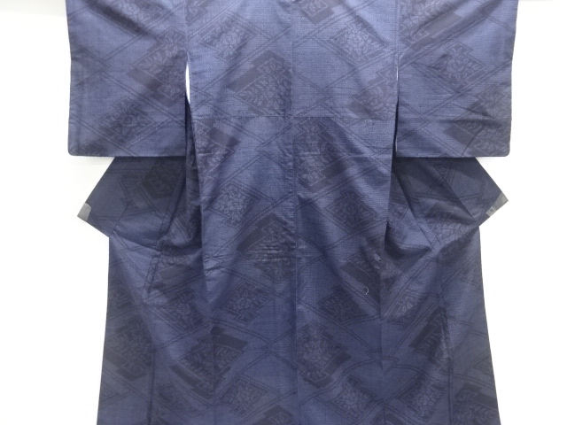 松皮菱模様織り出し本真綿結城紬80亀甲着物